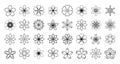 Simple abstract flowers icons set. Universal flowers black outline, line art